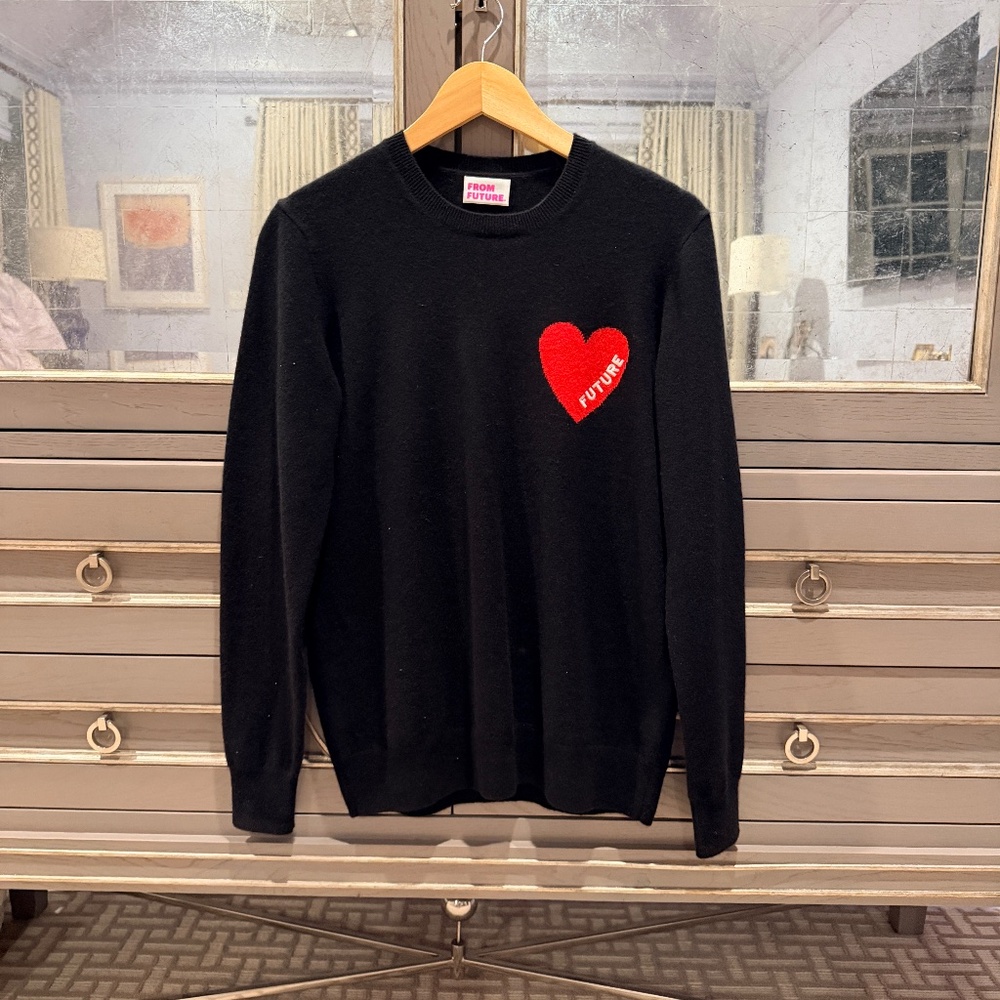 From Future Sweater Black Crewneck Two Tone 100% cashmerel Womens Medium